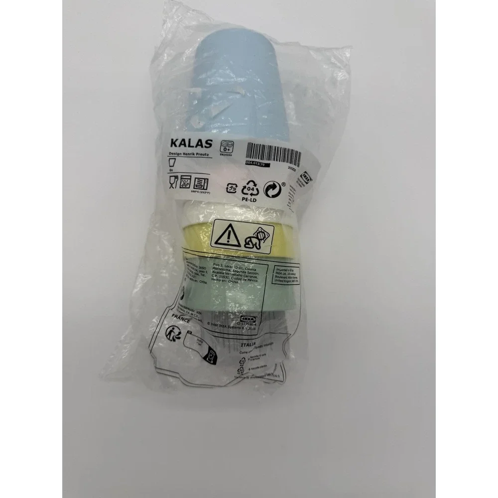 IKEA Kalas Plastic Ware Child's Set Of 6 Cups 8 Oz Pastel Colors